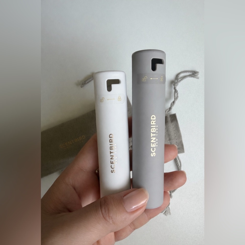 Scentbird White and Gray Perfume Atomizer Cases